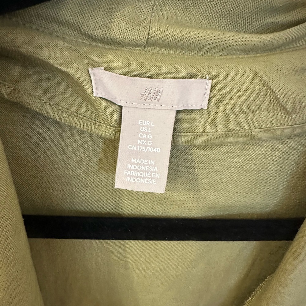 H&M Wrap Front Long Sleeve Blouse Dress – Olive Green – Size L - Picture 3 of 4